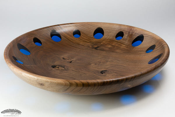 Walnut Bowl with Blue Resin