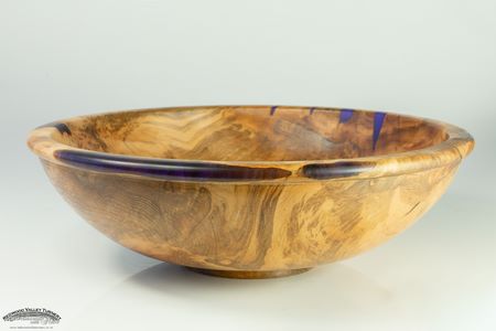 Silver Beech Salad Bowl with coloured resin infills. 280mm Dia x 80mm H